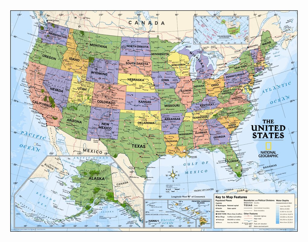 National Geographic Maps Kids Political USA Wall Map (Grades 4-12